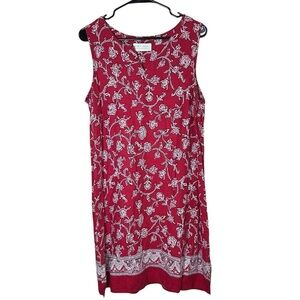 VTG Linen Blend Sleeveless Sun Dress Boho Red First Issue Liz Claiborne Sz 16